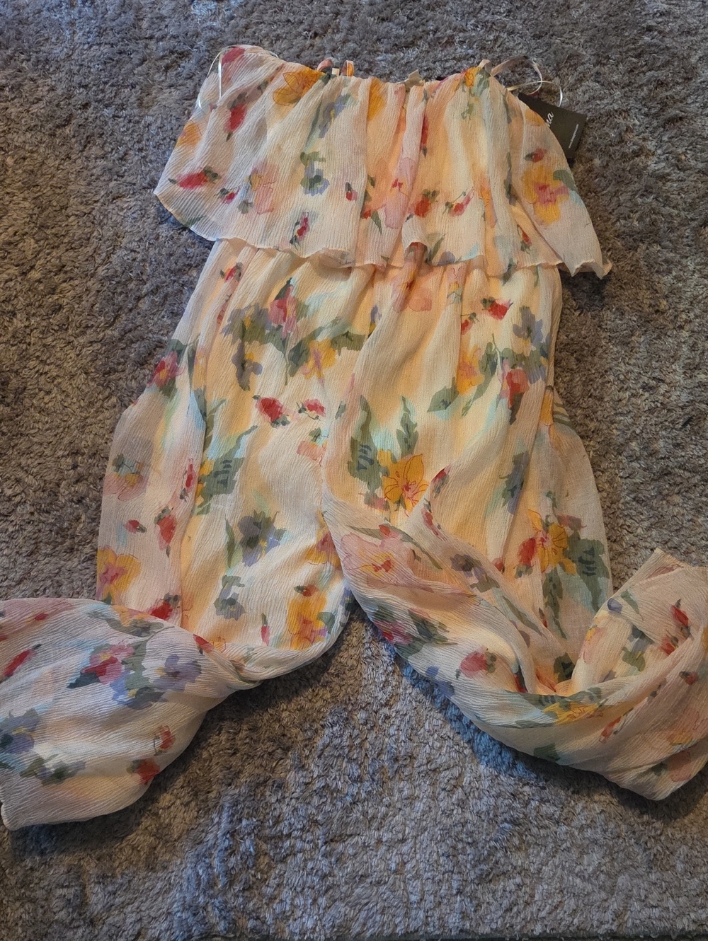 Floral Jumpsuit in Cream with Pastel Blooms
